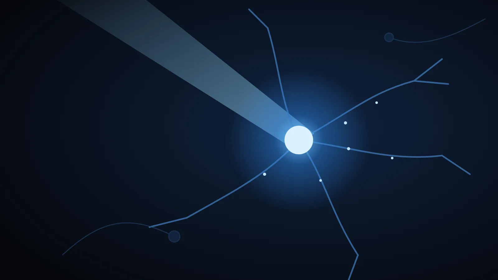 Illustration: a neuron responding to a pulse of light. NewsForce graphic