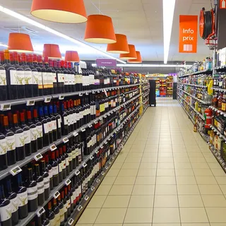 Shelves in a store