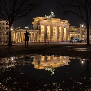 The Brandenburg Gate in Berlin at night