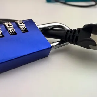 A padlock on a laptop