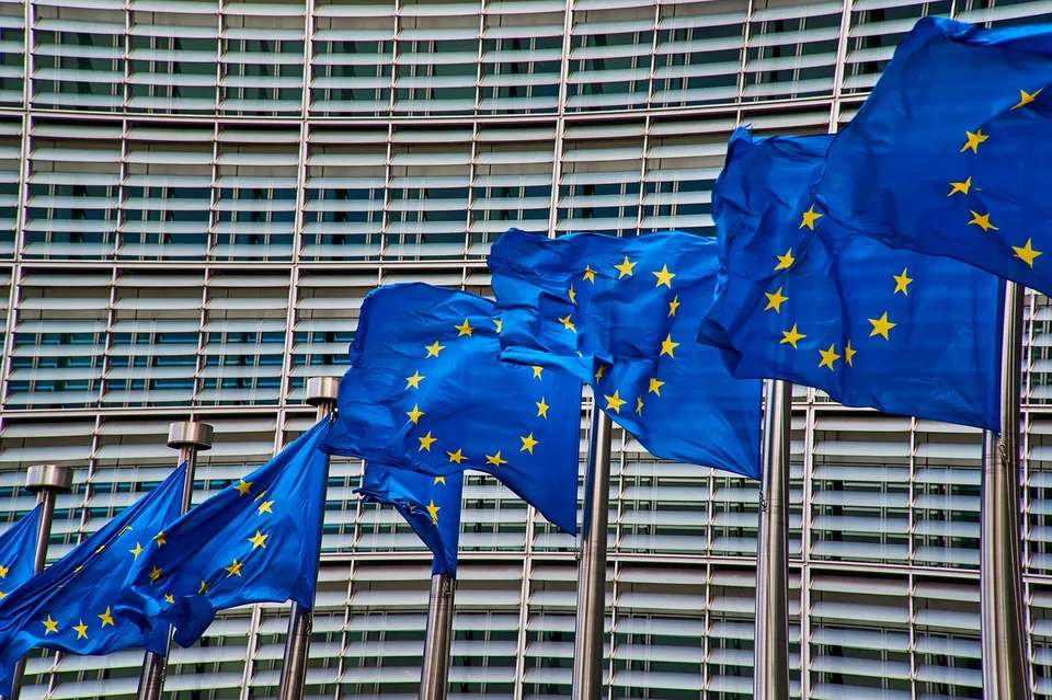 European Union flags in Brussels