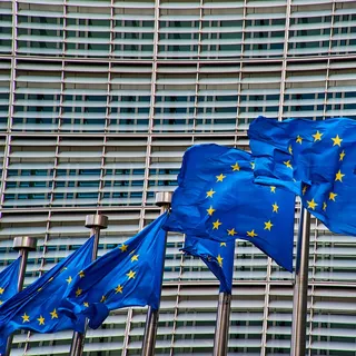 European Union flags in Brussels
