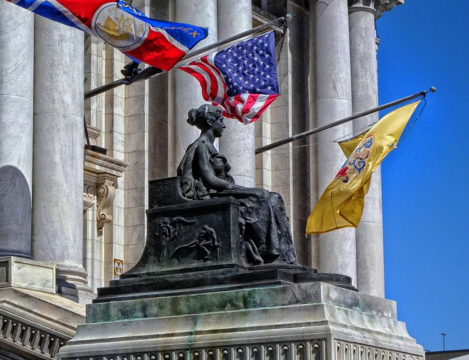 Columns of a county courthouse